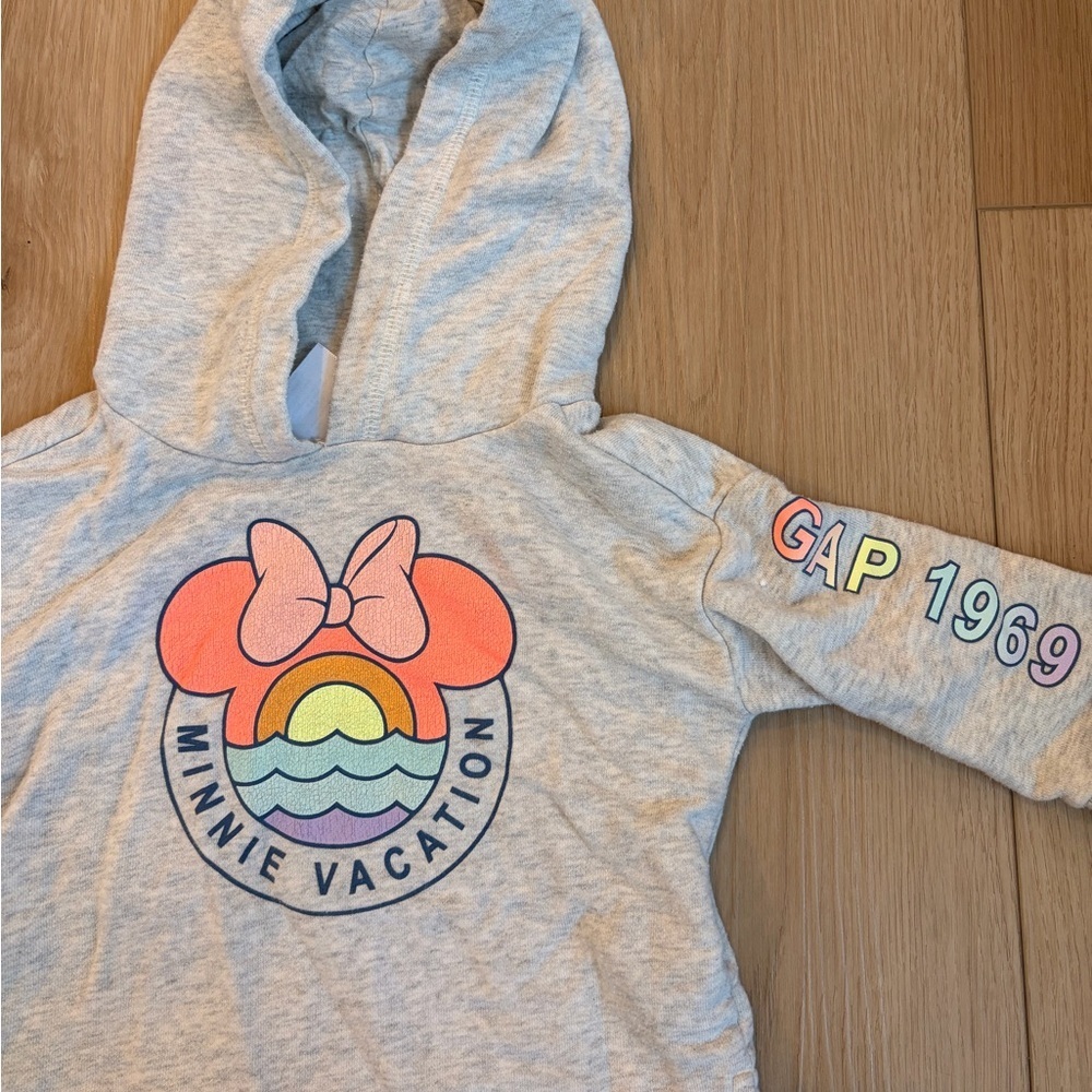 Baby Gap Light Gray Hoodie with Minnie Mouse Graphic